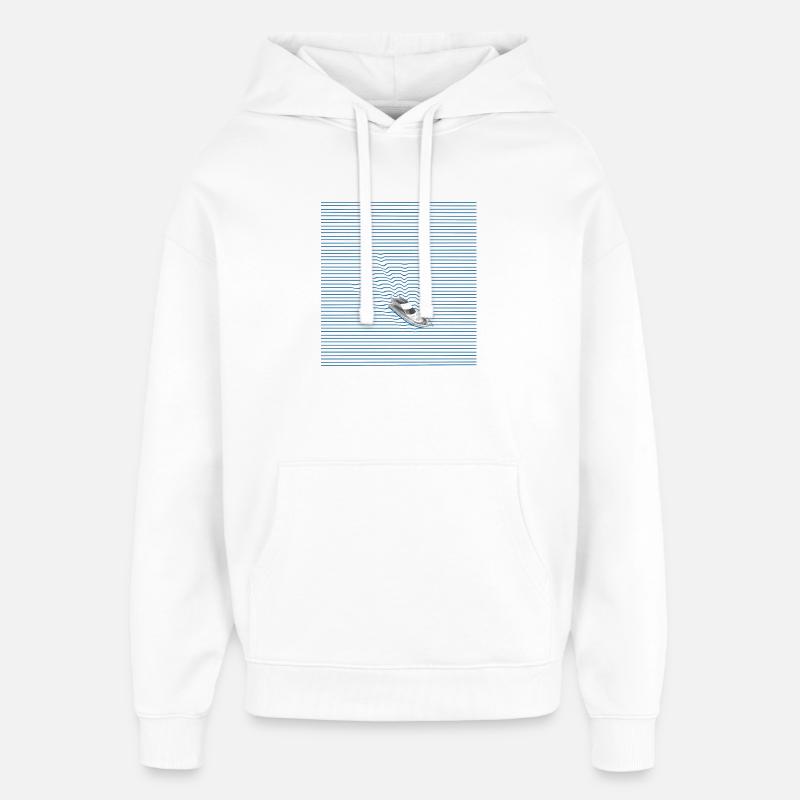 Yacht dans la mer des lignes - Sweat à capuche unisexe Stanley/Stella Oversized - blanc