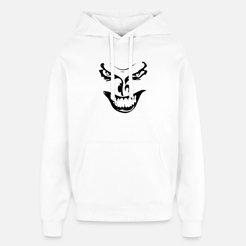 Evil Face - Oversized Unisex Hoodie by Stanley/Stella - white