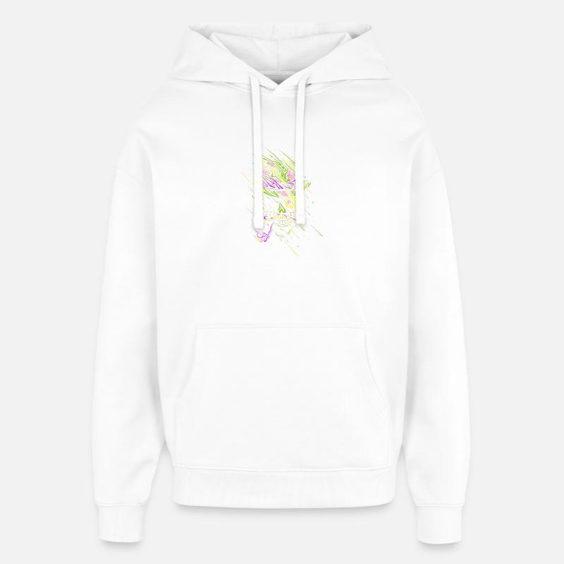 Crâne néon graffiti éclatant - Sweat à capuche unisexe Stanley/Stella Oversized - blanc
