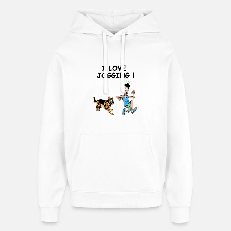 le jogger et le chien - Sweat à capuche unisexe Stanley/Stella Oversized - blanc