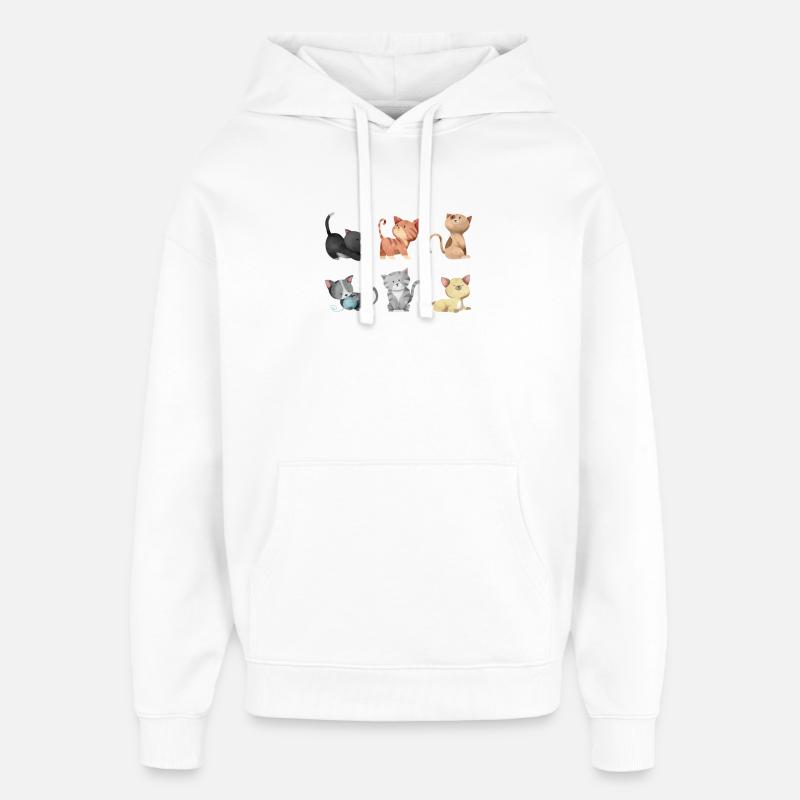 Illustration de chats - Sweat à capuche unisexe Stanley/Stella Oversized - blanc
