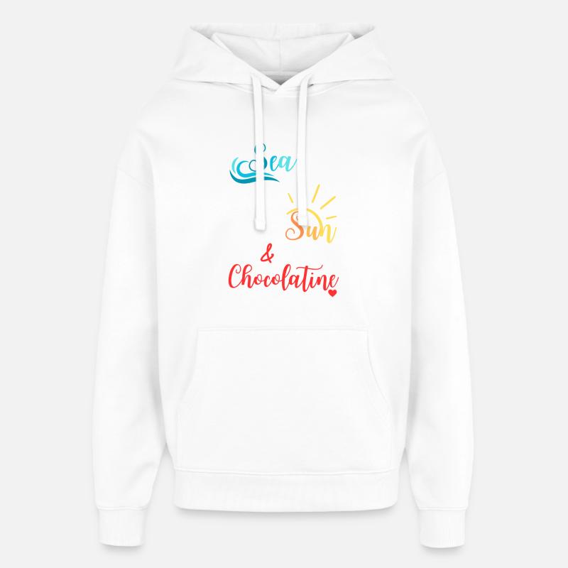 Sea, sun & Chocolatine - Sud-ouest - Pays-basque - Sweat à capuche unisexe Stanley/Stella Oversized - blanc