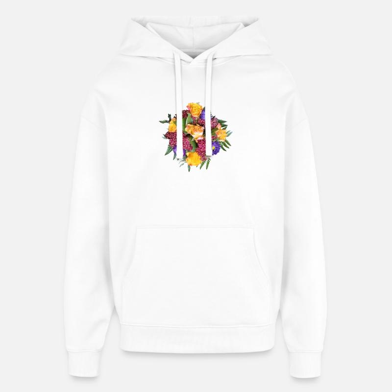 Mélange bouquet de roses jaune-violet - Sweat à capuche unisexe Stanley/Stella Oversized - blanc