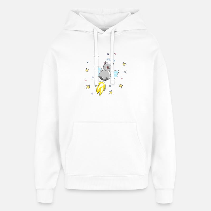 Ange - Motif mignon de chat - Sweat à capuche unisexe Stanley/Stella Oversized - blanc
