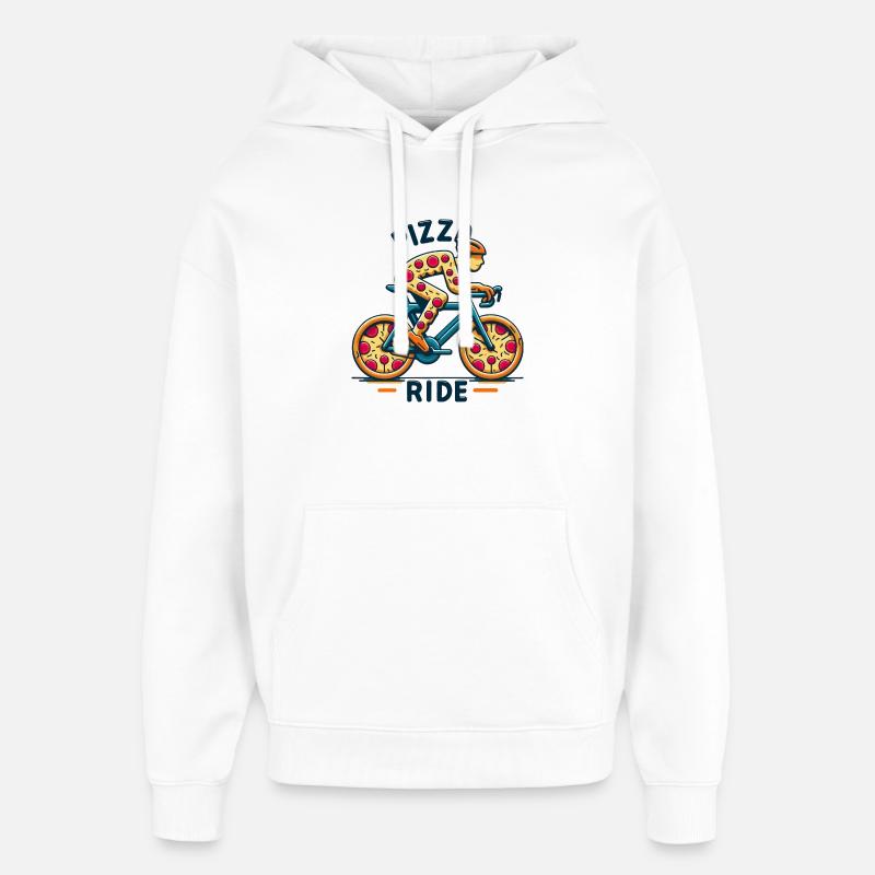 Pizza Lover Vélo Design - Sweat à capuche unisexe Stanley/Stella Oversized - blanc