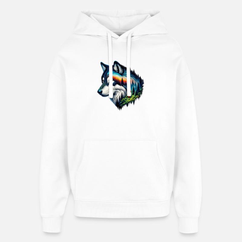 Wolf - Oversized Unisex Hoodie by Stanley/Stella - white