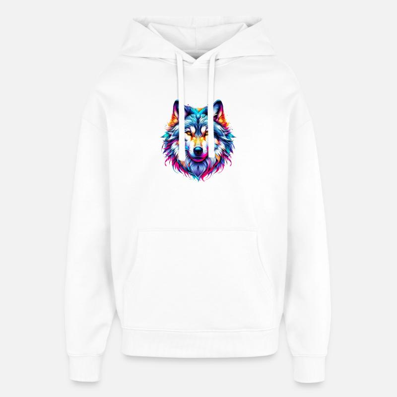 Wolf - Oversized Unisex Hoodie von Stanley/Stella - Weiß