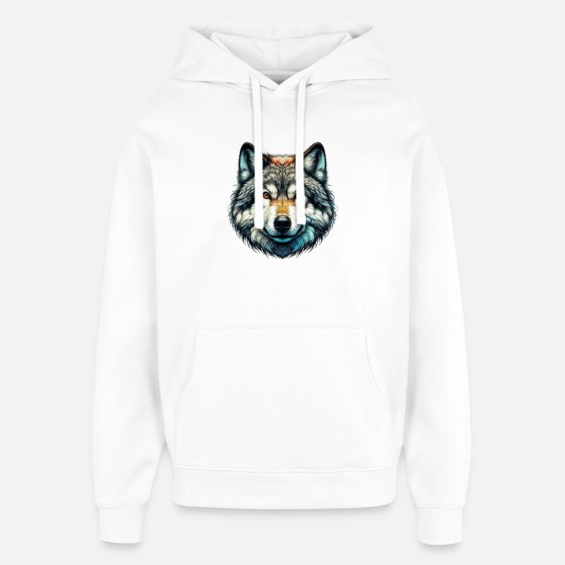 Wolf - Oversized Unisex Hoodie von Stanley/Stella - Weiß