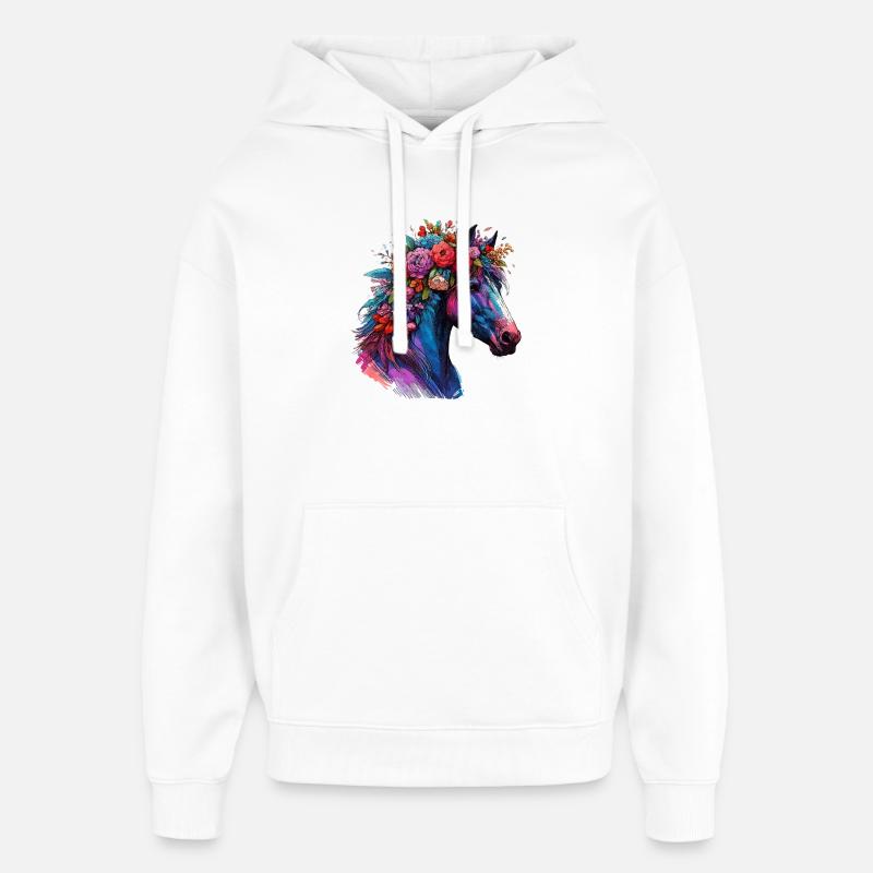 Pferd - Oversized Unisex Hoodie von Stanley/Stella - Weiß