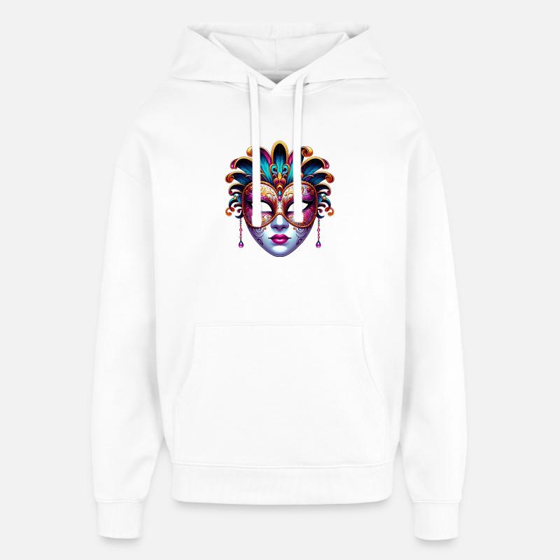 Masque du Carnaval de Venise - Sweat à capuche unisexe Stanley/Stella Oversized - blanc