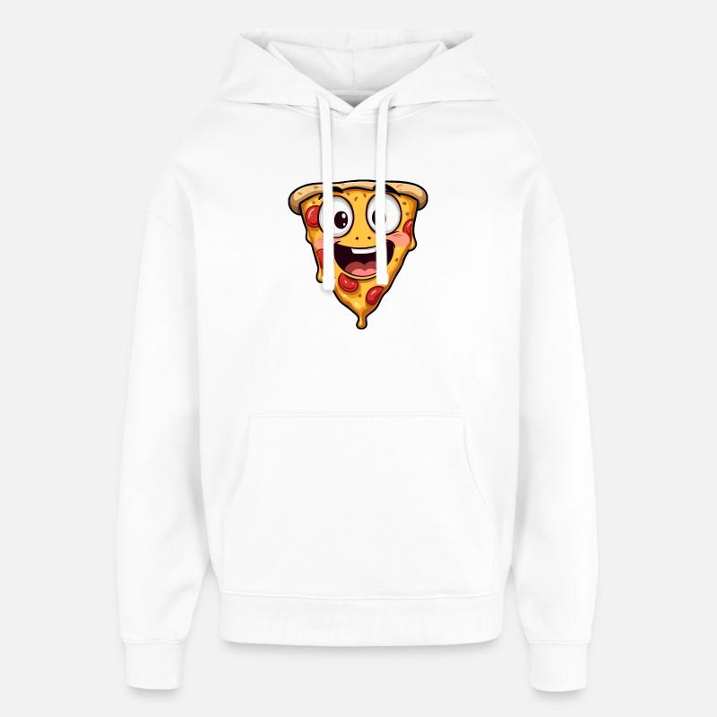 Visage de pizza heureux Art drôle - Sweat à capuche unisexe Stanley/Stella Oversized - blanc
