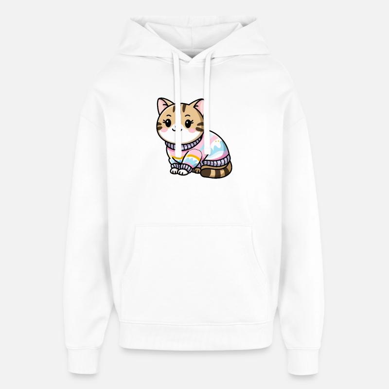 Kuscheliger Pullover Katze - Oversized Unisex Hoodie von Stanley/Stella - Weiß