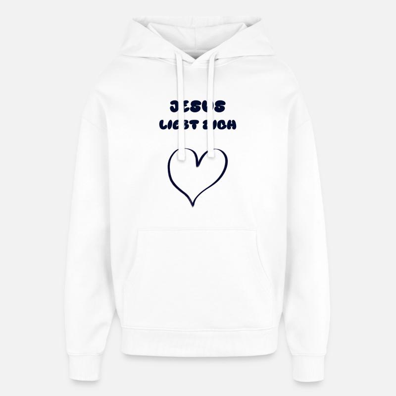 JÉSUS T’AIME de cœur - Sweat à capuche unisexe Stanley/Stella Oversized - blanc