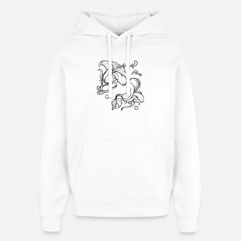Fleurs Hibiscus - Sweat à capuche unisexe Stanley/Stella Oversized - blanc