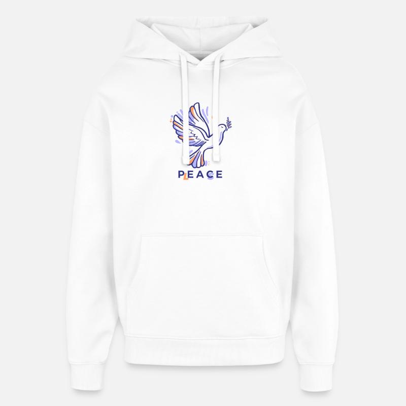 Colombe de la Paix 2 - Sweat à capuche unisexe Stanley/Stella Oversized - blanc