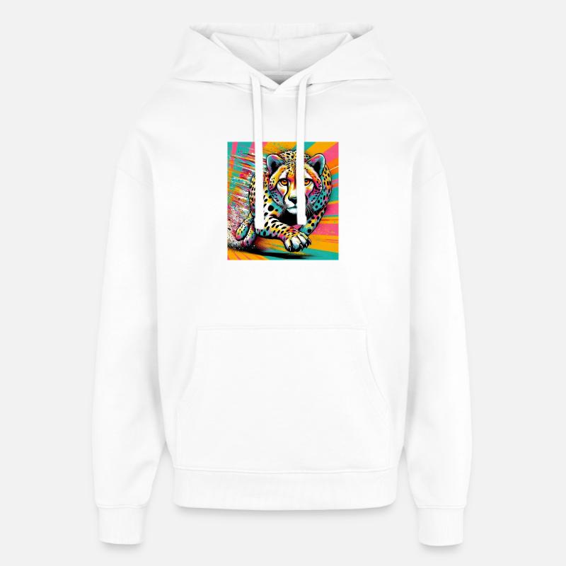 guépard - Sweat à capuche unisexe Stanley/Stella Oversized - blanc