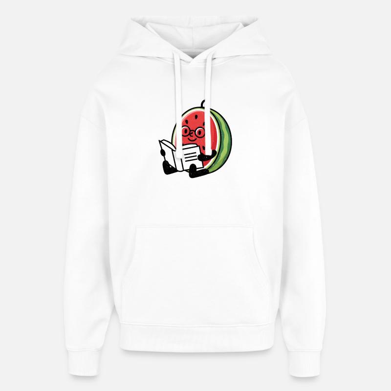 Héros de la lecture de pastèque - Sweat à capuche unisexe Stanley/Stella Oversized - blanc