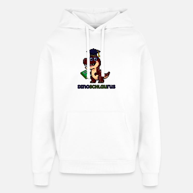 DinoSCHLAUrus - Pixel Art Dinosaurier mit Buch 🦖 - Oversized Unisex Hoodie von Stanley/Stella - Weiß