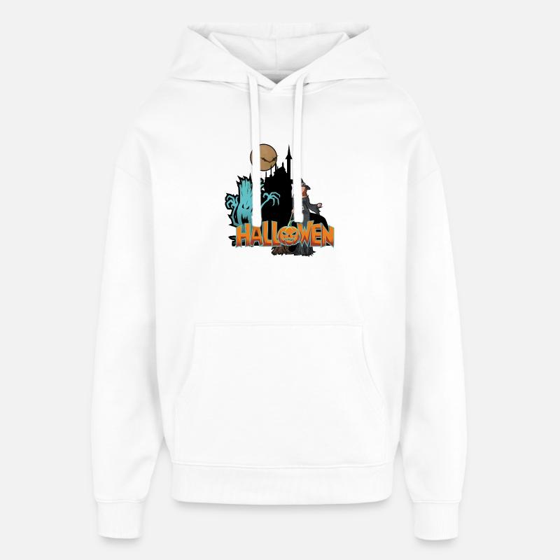 Halloween Sorcière et Citrouille - Sweat à capuche unisexe Stanley/Stella Oversized - blanc