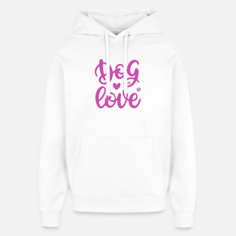 Amour Chien Doodle Rose - Sweat à capuche unisexe Stanley/Stella Oversized - blanc