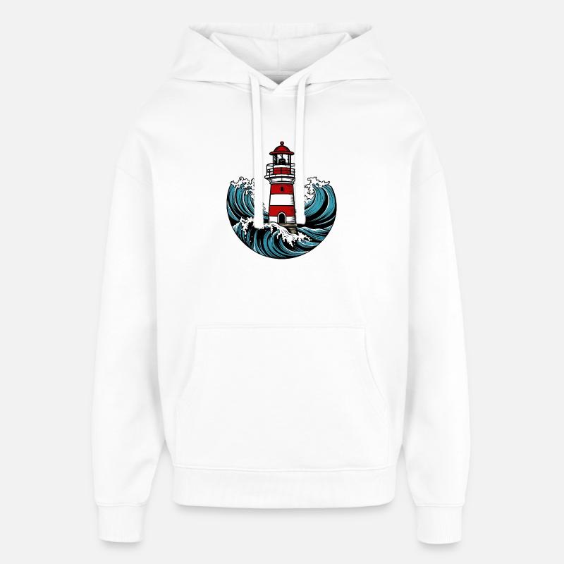 Phare dans la tempête - Sweat à capuche unisexe Stanley/Stella Oversized - blanc