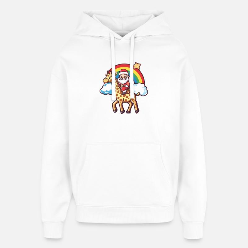 Girafe Père Noël Noël - Sweat à capuche unisexe Stanley/Stella Oversized - blanc