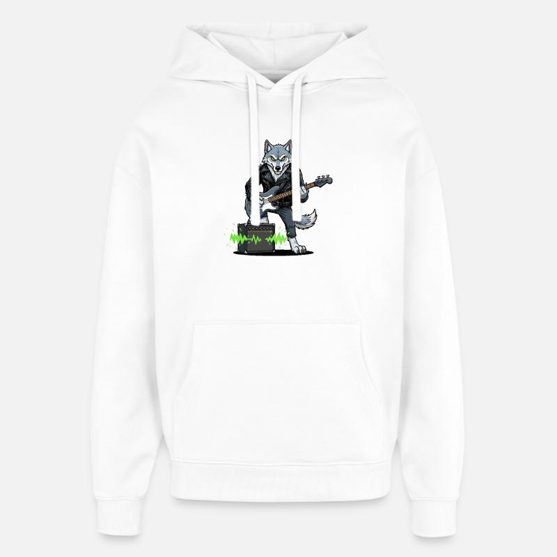 Rockerwolf avec blouson en cuir - Sweat à capuche unisexe Stanley/Stella Oversized - blanc
