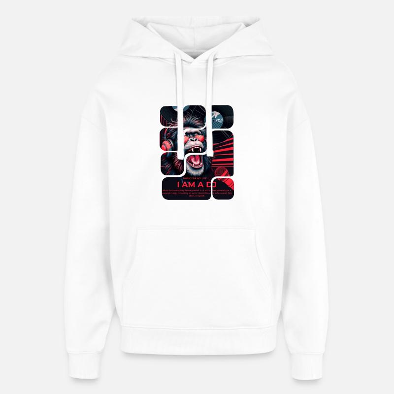 DJ Affe mit Kopfhörern Neon Design - Oversized Unisex Hoodie von Stanley/Stella - Weiß