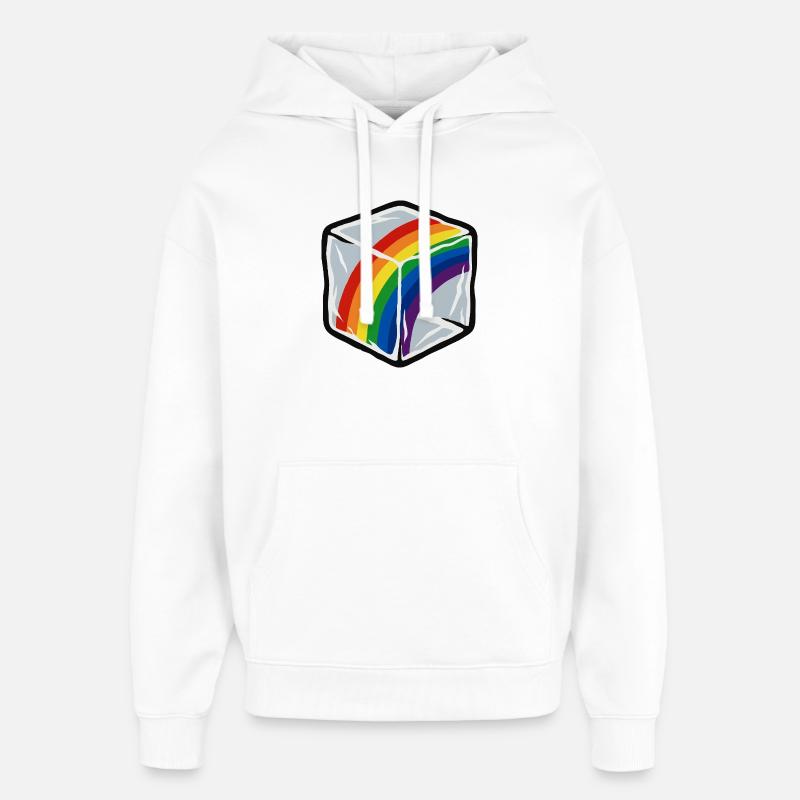 Arc-en-ciel en cube - Sweat à capuche unisexe Stanley/Stella Oversized - blanc