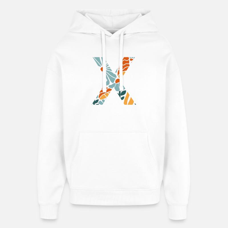 Lettre x fleurs groovy idée cadeau - Sweat à capuche unisexe Stanley/Stella Oversized - blanc