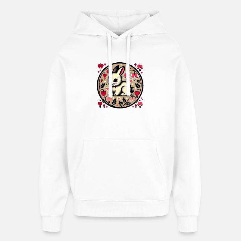 Amour Bunny Cercle Art - Sweat à capuche unisexe Stanley/Stella Oversized - blanc