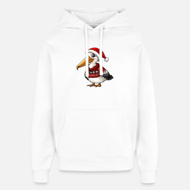 Noël Pélican Bird - Sweat à capuche unisexe Stanley/Stella Oversized - blanc