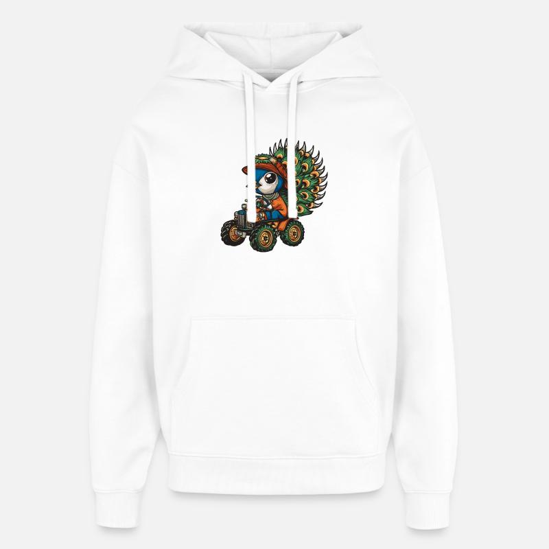 Pfau Vogel Traktor Farmer - Oversized Unisex Hoodie von Stanley/Stella - Weiß
