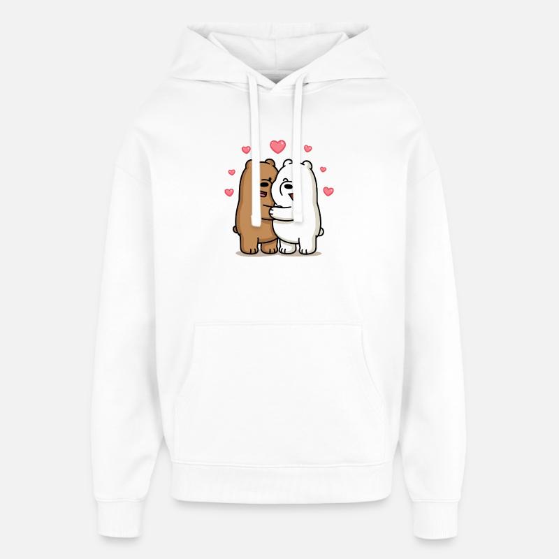 Câlins d’ours avec des cœurs - Sweat à capuche unisexe Stanley/Stella Oversized - blanc