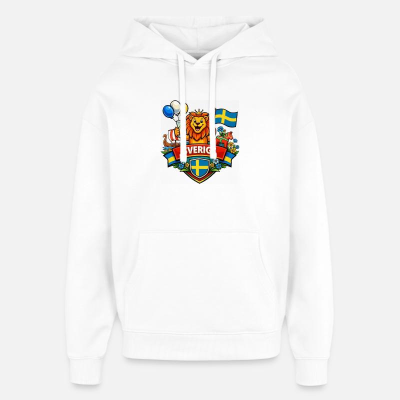 Logo joyeux de la Suède - Sweat à capuche unisexe Stanley/Stella Oversized - blanc