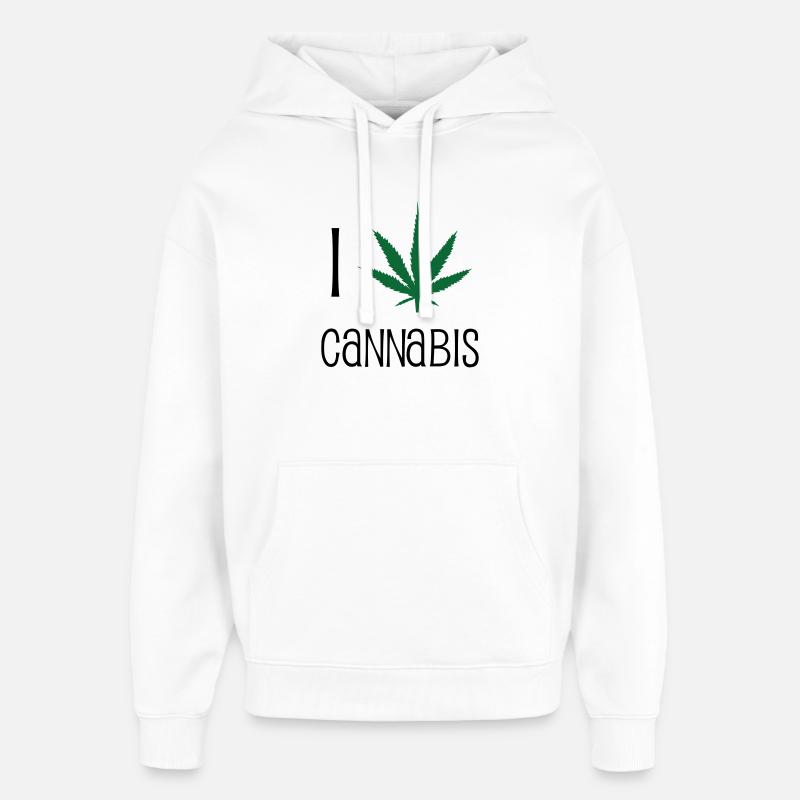 J'aime le cannabis - Sweat à capuche unisexe Stanley/Stella Oversized - blanc