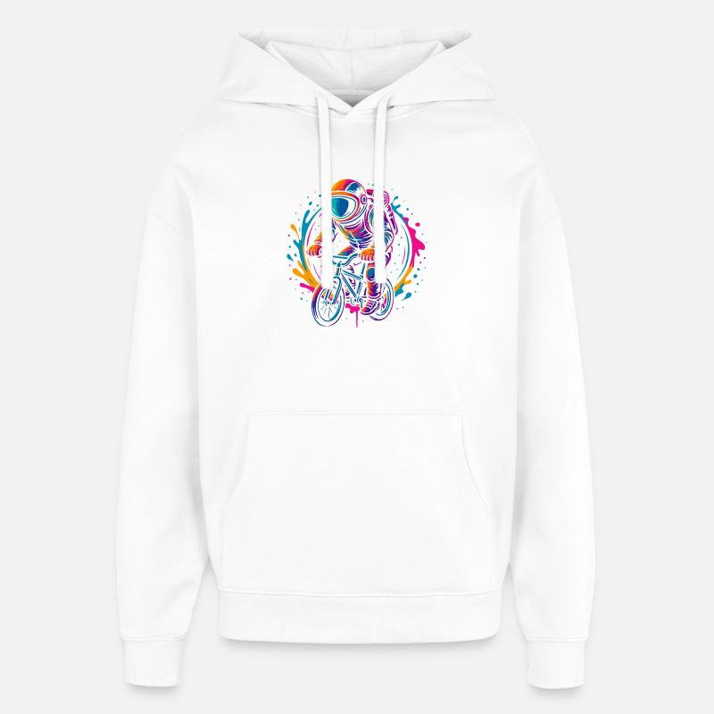 Astronaute néon à vélo, VTT, VTT - Sweat à capuche unisexe Stanley/Stella Oversized - blanc