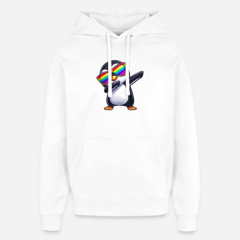 Mignonnes Penguin Dab Rainbow Sunglass Summer - Sweat à capuche unisexe Stanley/Stella Oversized - blanc