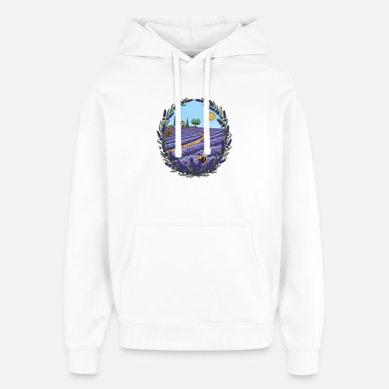 Sentier de lavande au soleil - Sweat à capuche unisexe Stanley/Stella Oversized - blanc