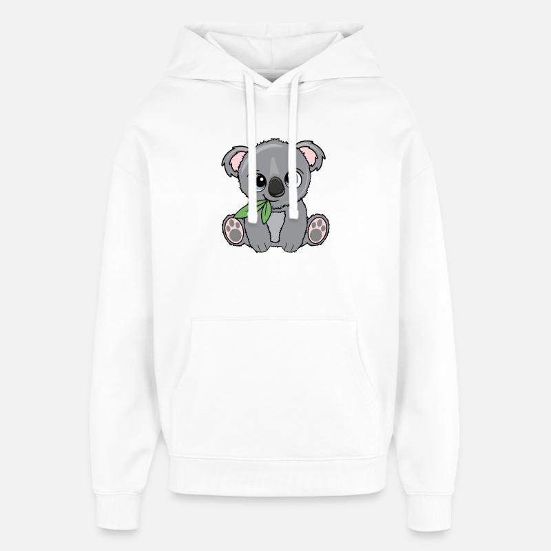 Petit koala avec feuilles - Sweat à capuche unisexe Stanley/Stella Oversized - blanc