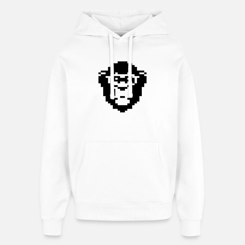 Conception du visage de singe pixelisé - Sweat à capuche unisexe Stanley/Stella Oversized - blanc