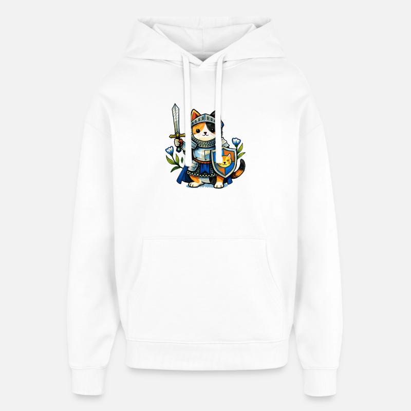 Quête de l’armure du Chaton Chevalier - Sweat à capuche unisexe Stanley/Stella Oversized - blanc