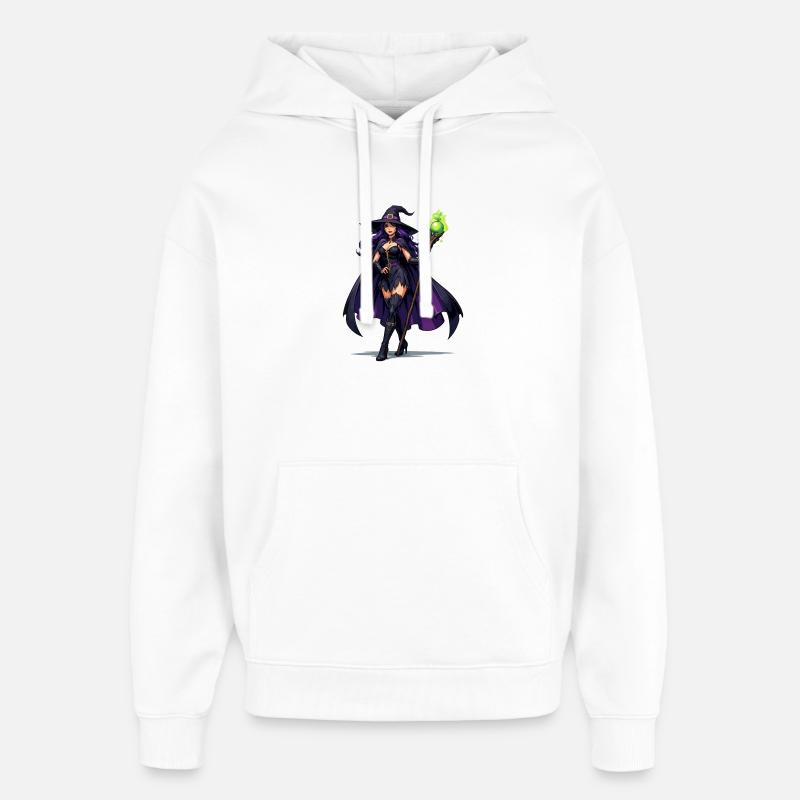 Sorcellerie violette avec bâton - Sweat à capuche unisexe Stanley/Stella Oversized - blanc