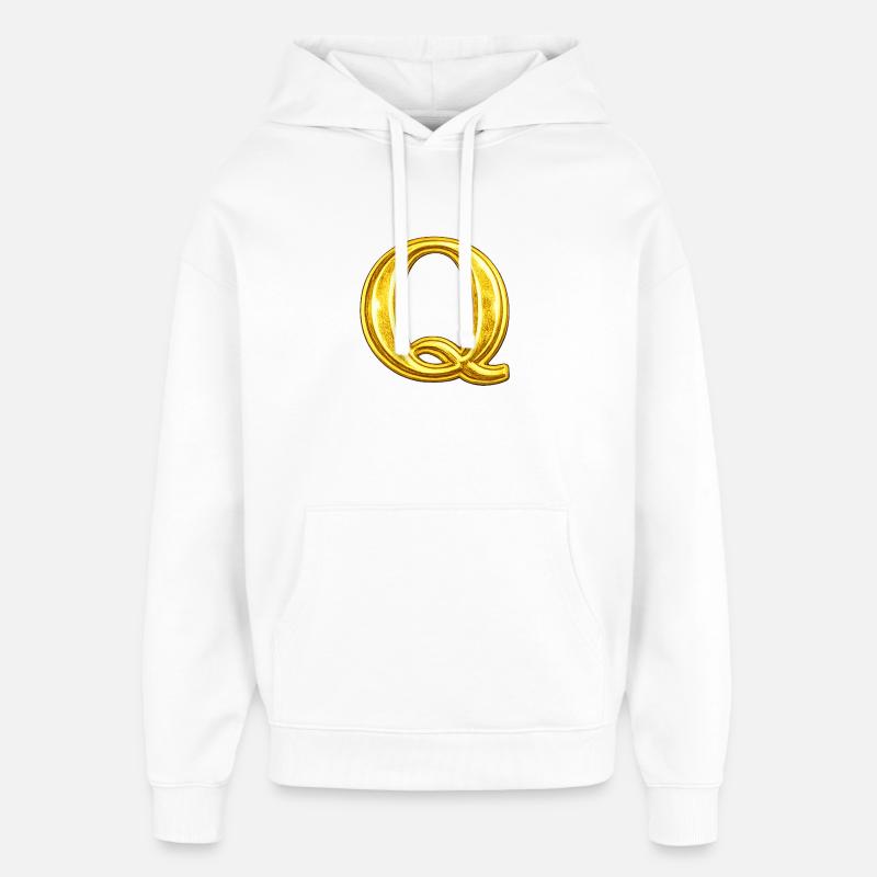 Emblème Q doré - Sweat à capuche unisexe Stanley/Stella Oversized - blanc