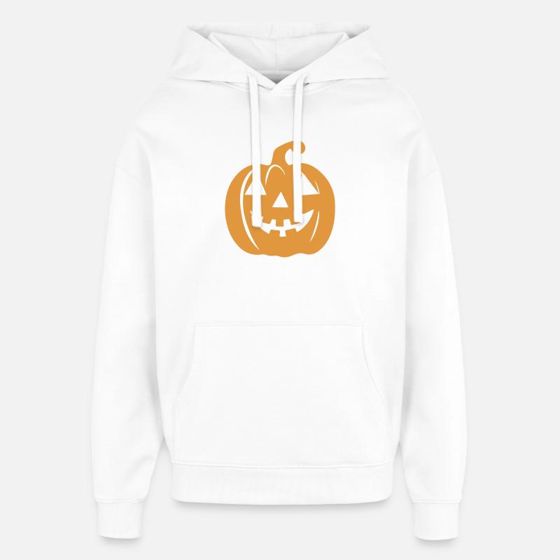 Motif Halloween Visage de citrouille - Sweat à capuche unisexe Stanley/Stella Oversized - blanc