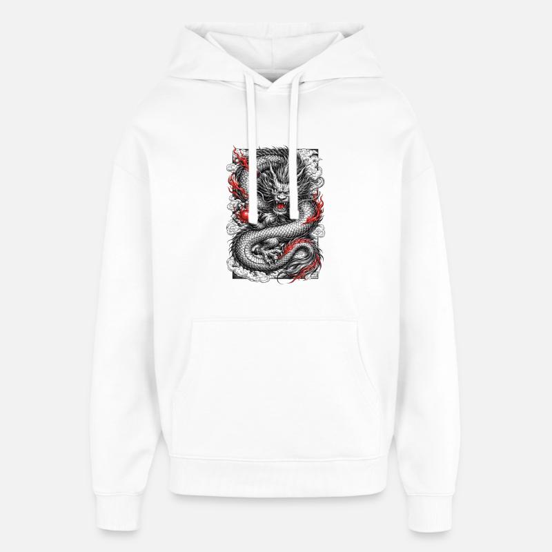 Dragon chinois - Sweat à capuche unisexe Stanley/Stella Oversized - blanc