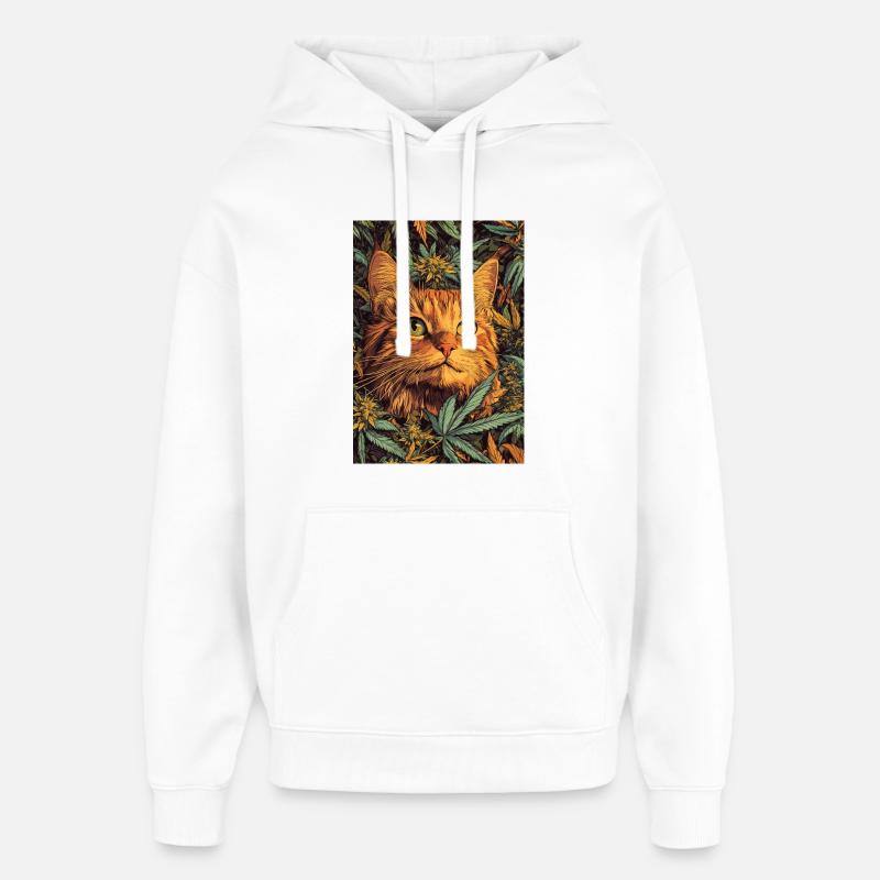 Visage de chat dans la forêt de chanvre - Sweat à capuche unisexe Stanley/Stella Oversized - blanc