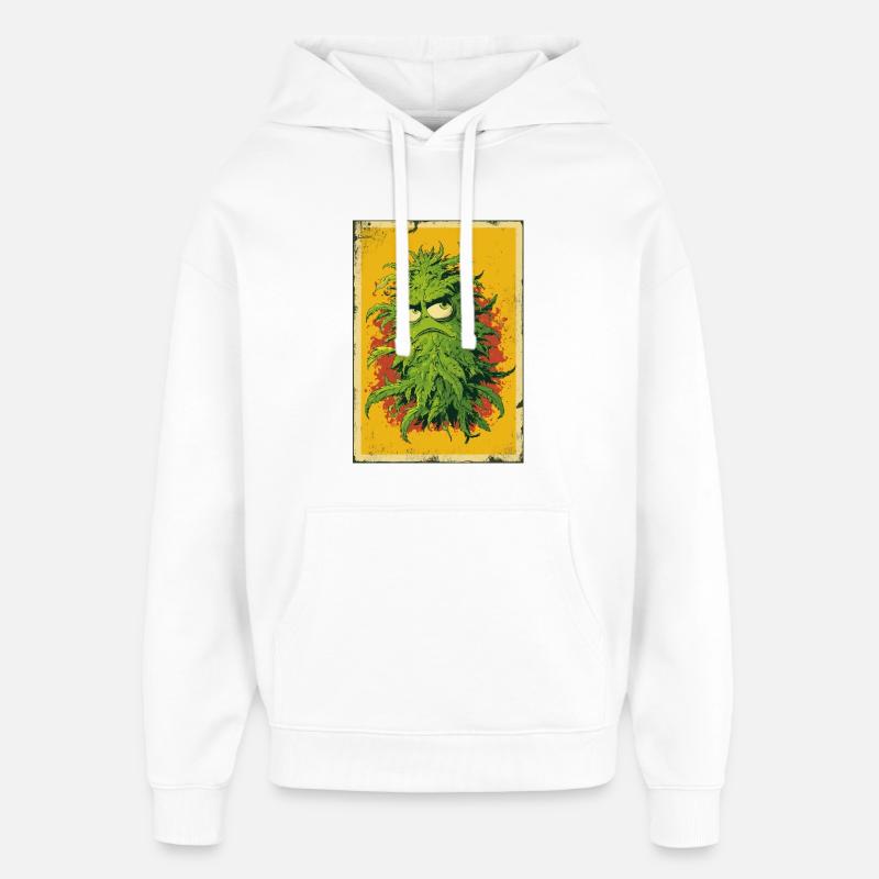 Grumpy Leaf Pop Art Cannabis - Oversized Unisex Hoodie by Stanley/Stella - white