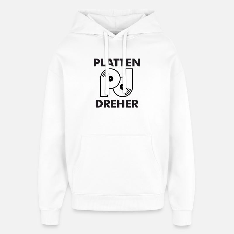 Plattendreher Logo mit Schriftzug - Oversized Unisex Hoodie von Stanley/Stella - Weiß
