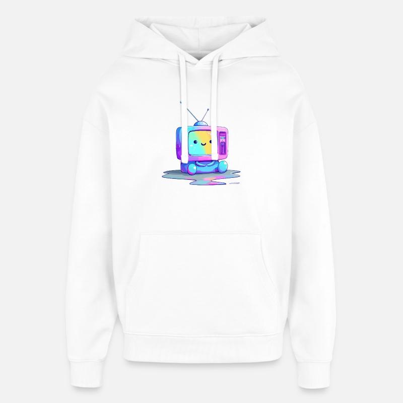 Jouet en peluche Rainbow TV - Sweat à capuche unisexe Stanley/Stella Oversized - blanc